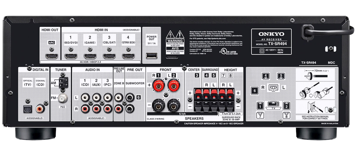 Onkyo TX-SR494 specifications